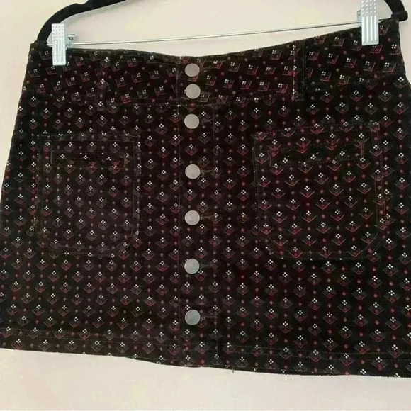 Free People Women's Black Printed Joanie Corduroy Skirt Size 29 - Picture 7 of 11